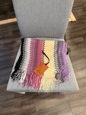 Multicolours Missoni Zig-Zag Fringe Scarf, viscose